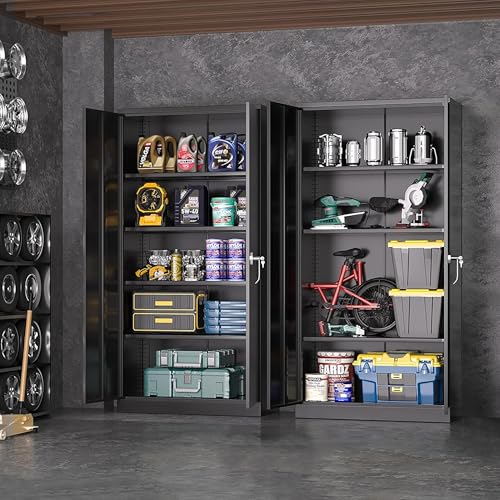 72” Black Metal Storage Cabinet with Lock Z744119