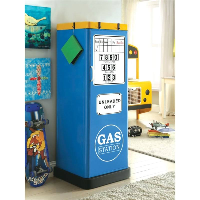 Blue Metal Kids Wardrobe Armoire U3068