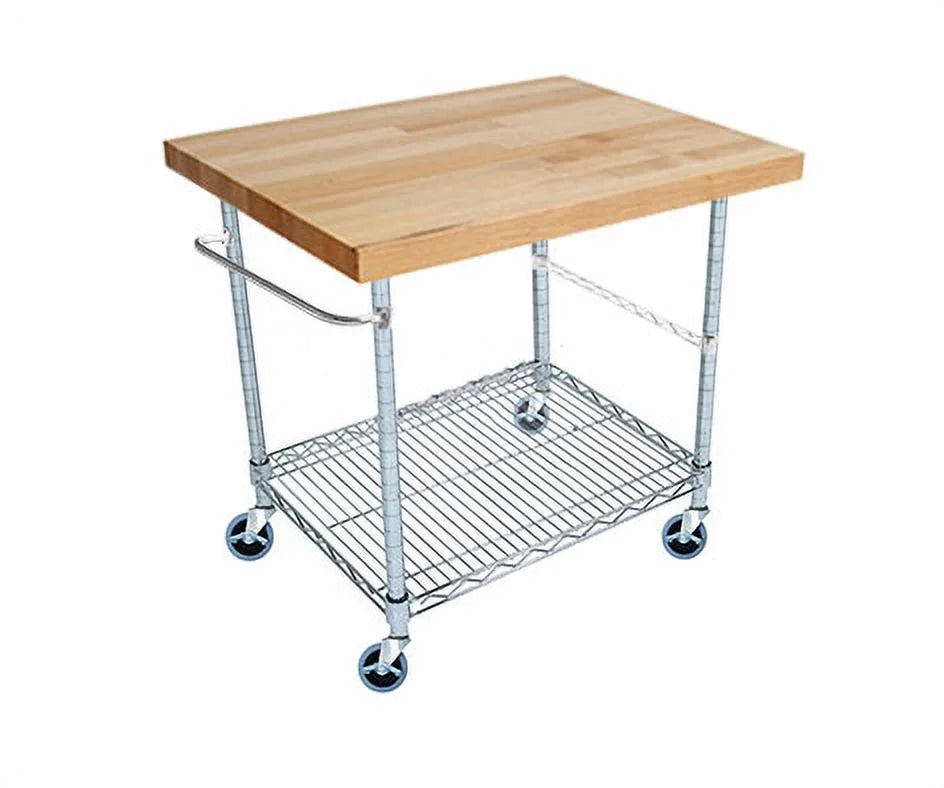 2 Tier Gourmet Cart with Maple Butcher Block Top R172882