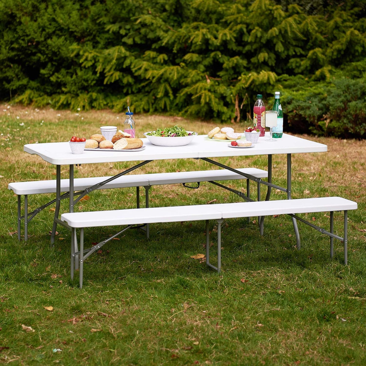 White 6 Foot Foldable Plastic Table with Handle K947