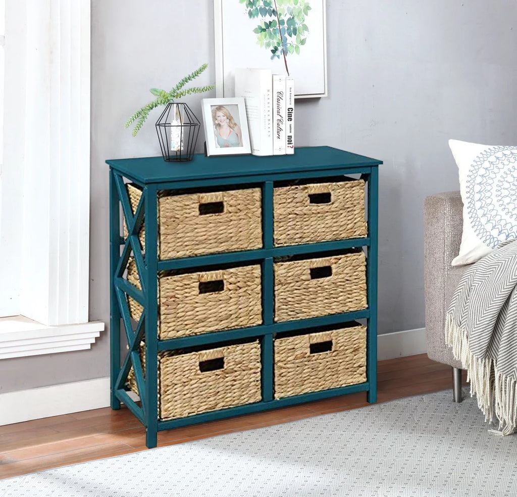 3 Tier Storage Cabinet with 6 Wicker Baskets A1514