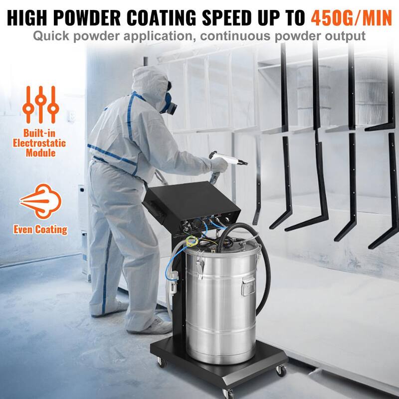 Powder Coating System, 40-Watt 100KV Electrostatic with 50L Powder Hopper L203205