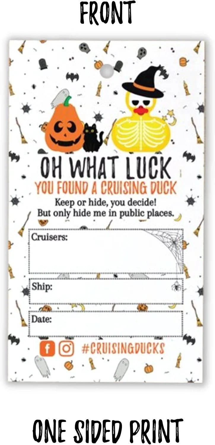 30 pk 2 x 3.25 Halloween Rubber Duck Hang Tags with Holes A372
