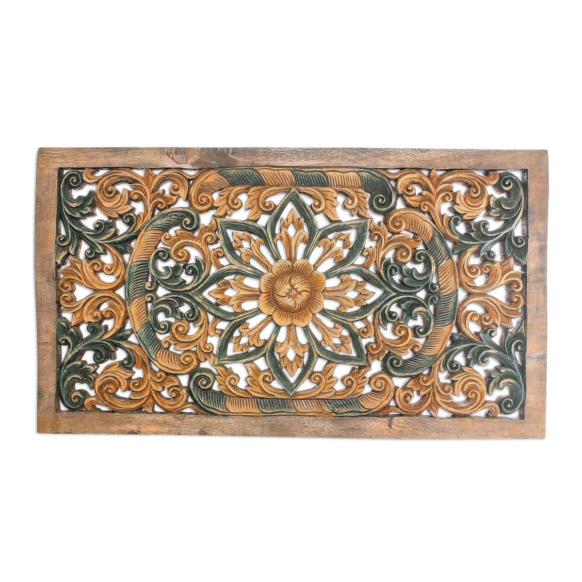 Teak Relief Panel Wall Décor Y15084