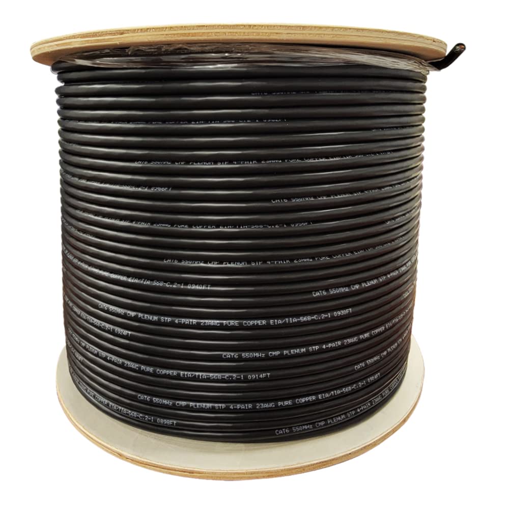 Cat6 Plenum Shielded (CMP) F/STP 1000ft 23AWG Solid Bare Copper Bulk Ethernet Cable H350