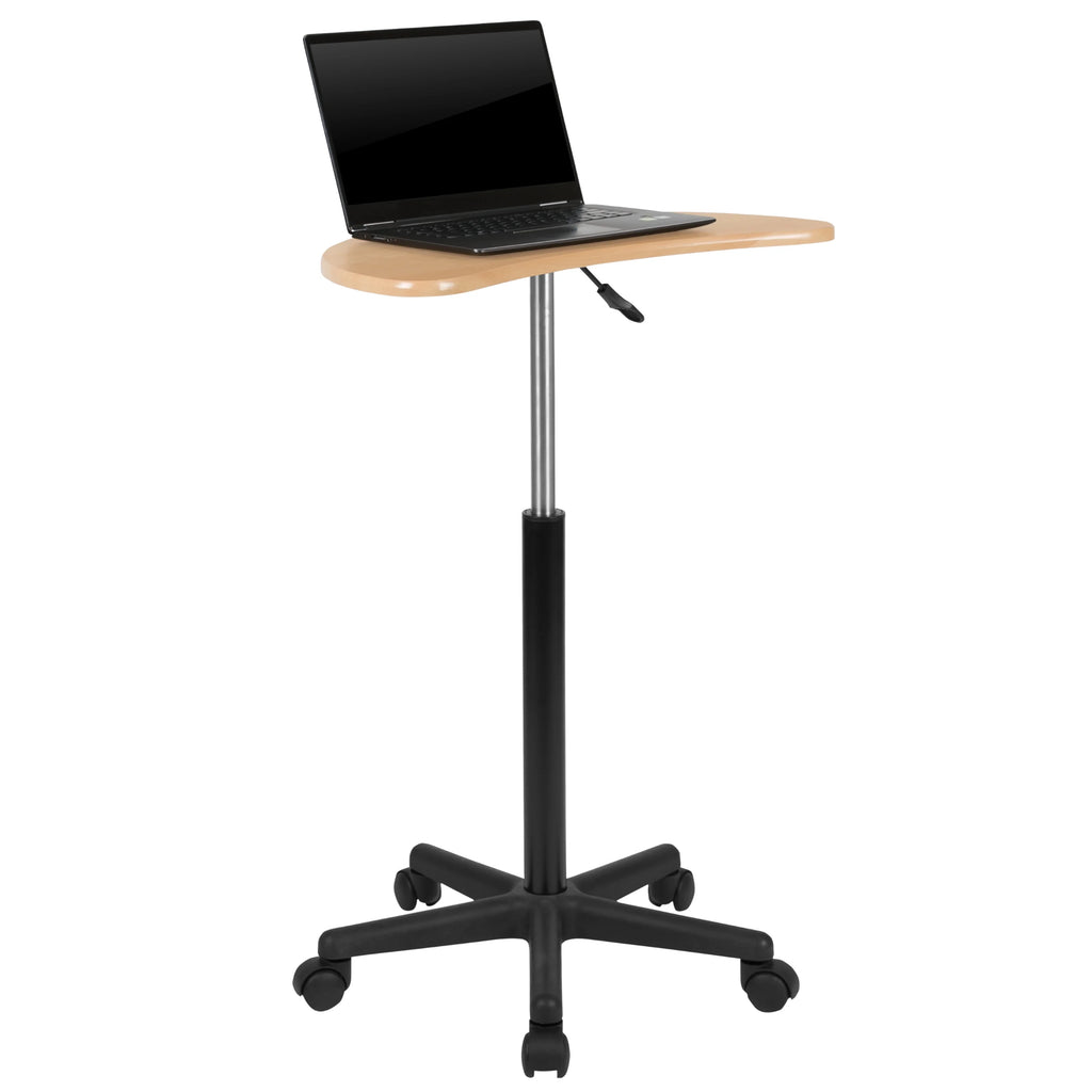 Maple Sit to Stand Mobile Laptop Computer Desk J93323
