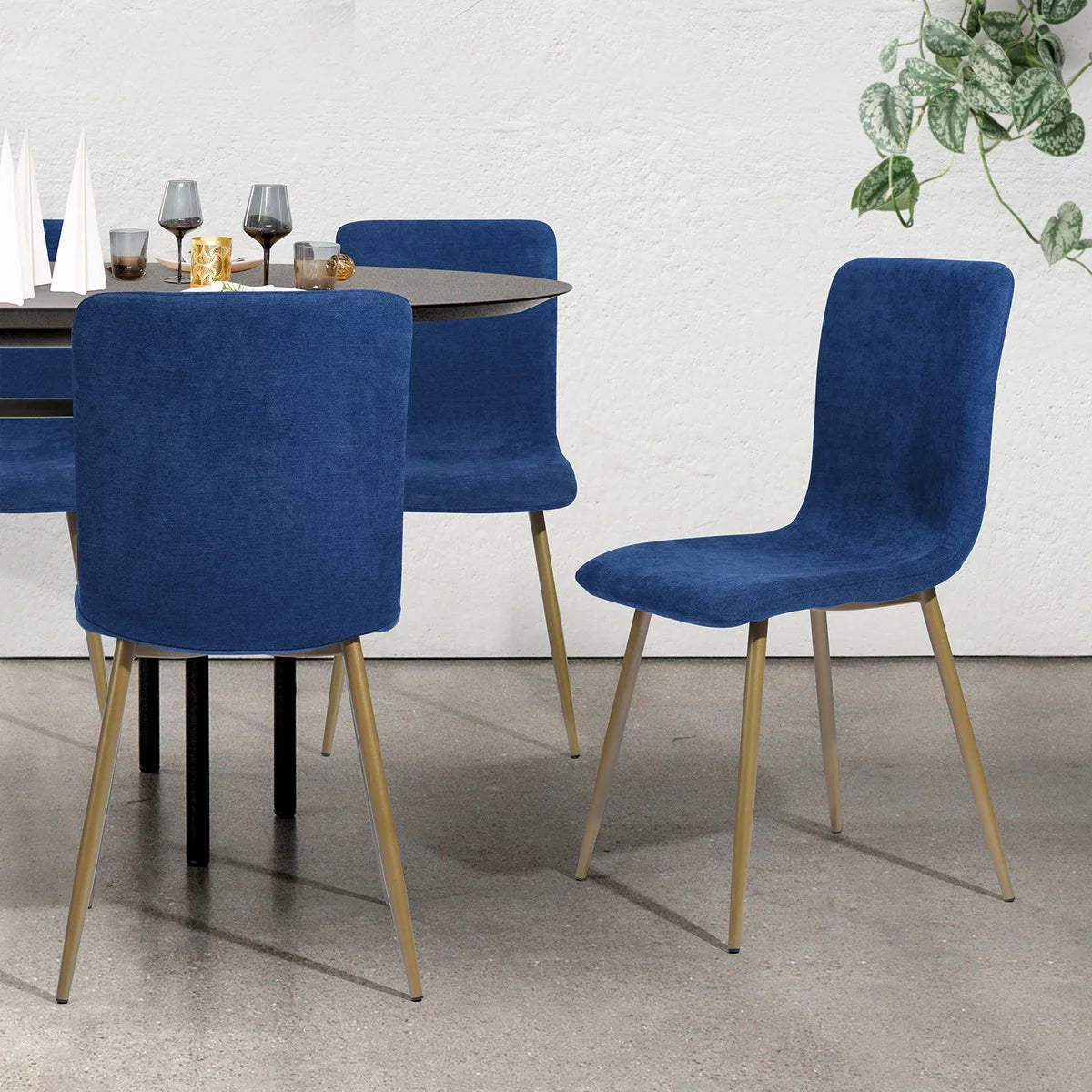 Blue Fabric Dining Chairs Set of 4 D98484