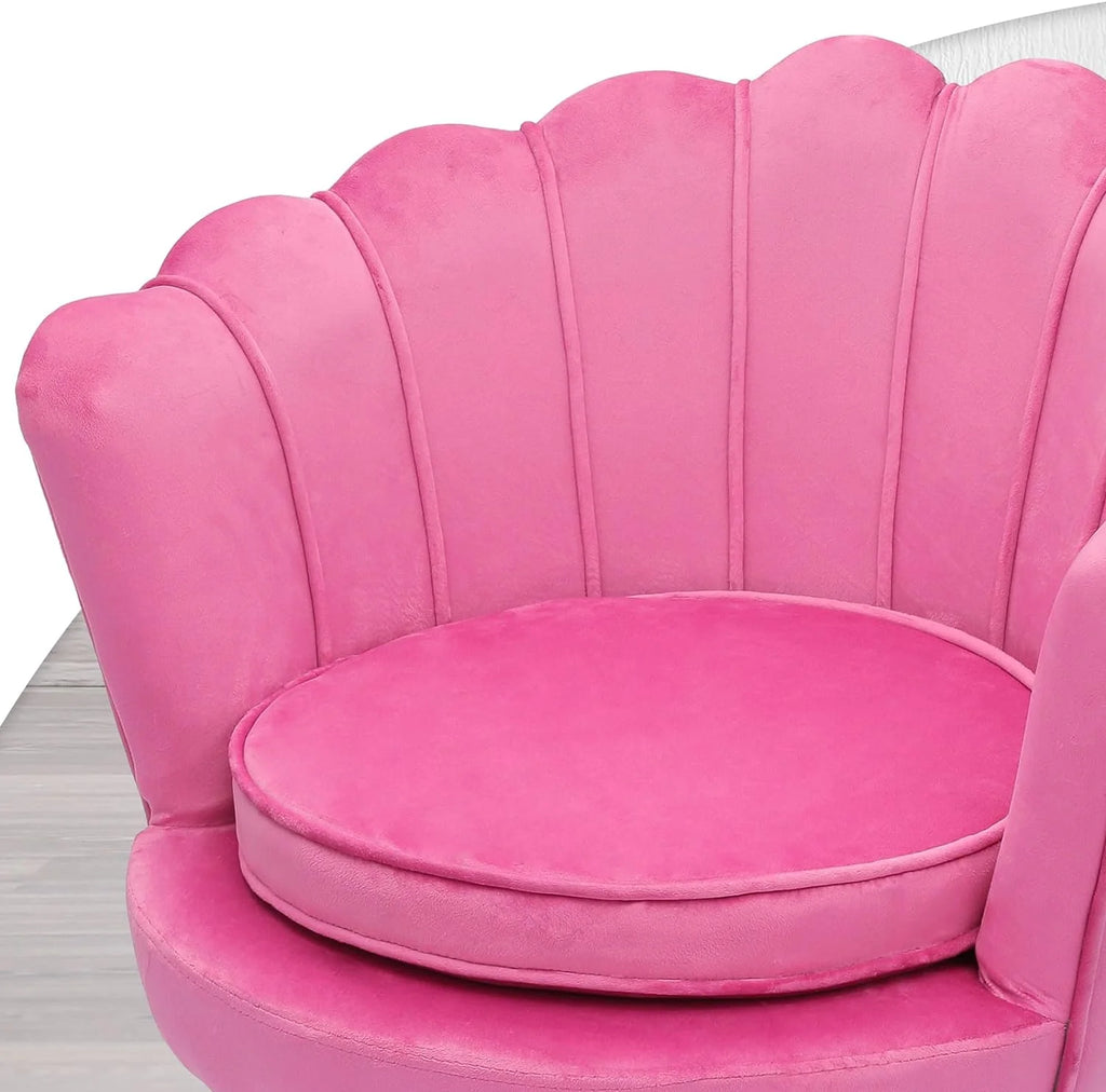 Velvet Tufted Shell Chair with Cushion and Golden Legs C1303