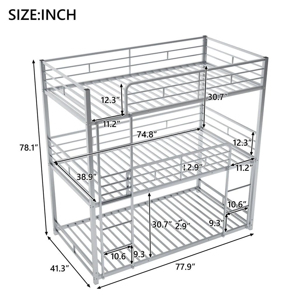Metal Twin-over-Twin-over-Twin Bunk Bed U5939