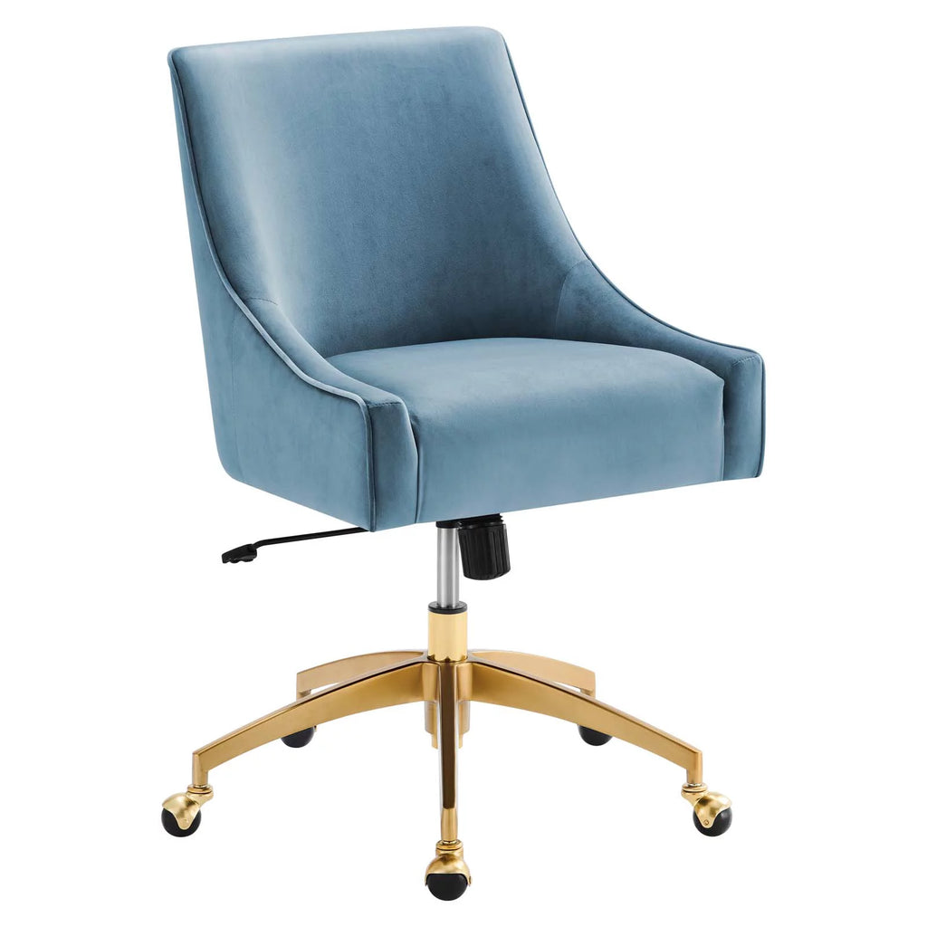 Light Blue Velvet Office Chair Q114