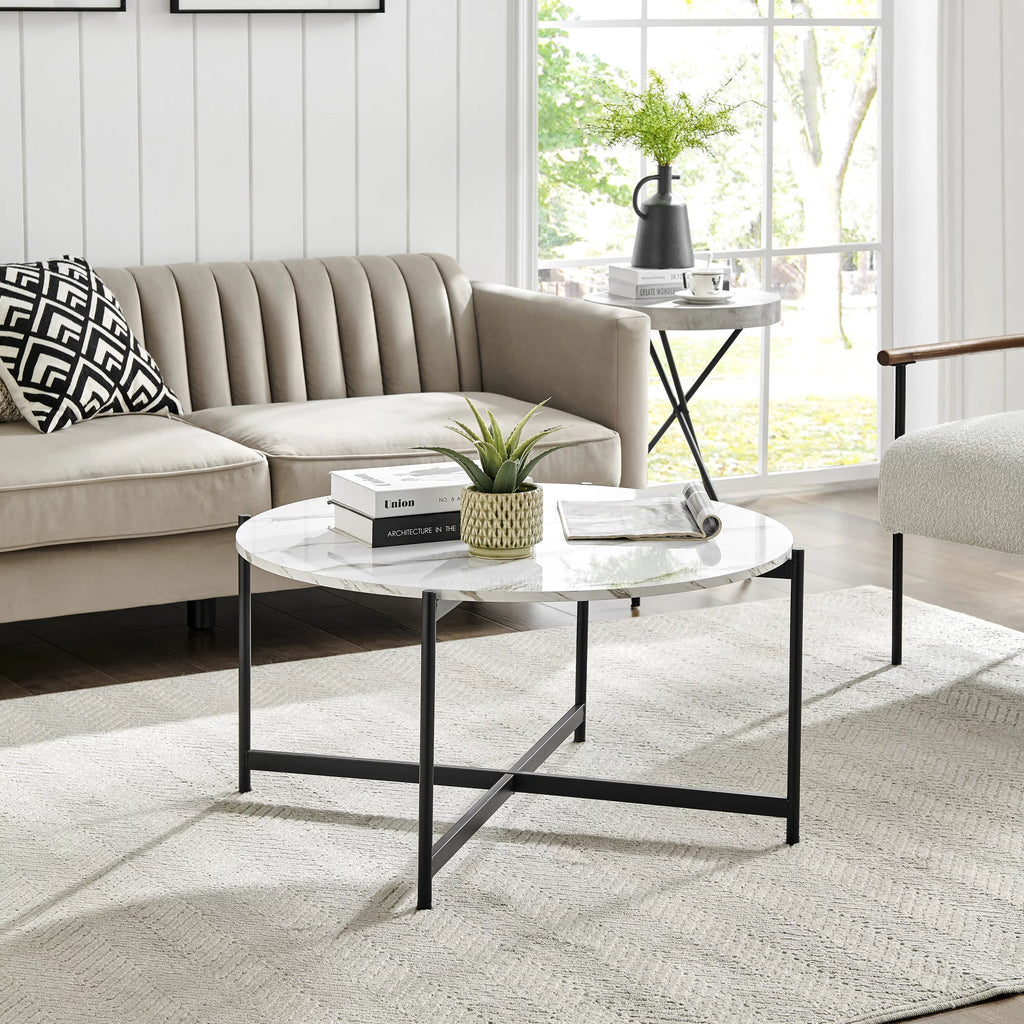 Round Marble Finish Coffee Table G306
