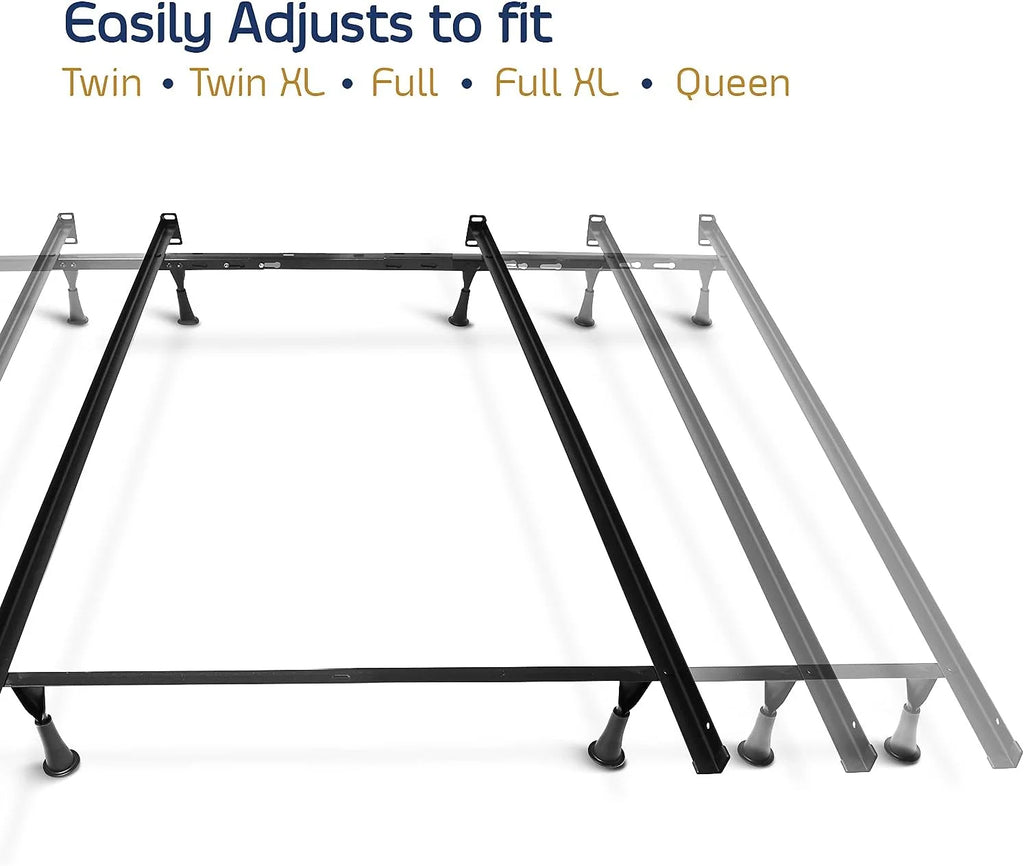 Adjustable Heavy Duty Steel Bed Frame with Headboard Brackets Black A5984