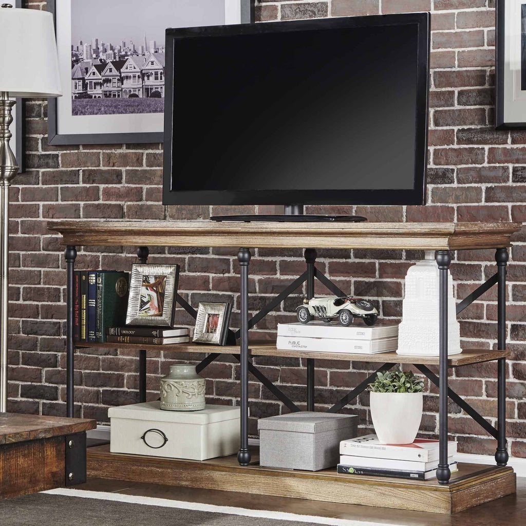 Brown Wood and Metal Console Table K466