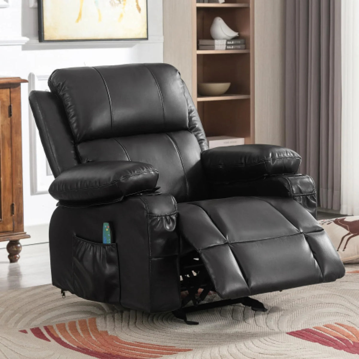 Oversized Leather Power Rocker Recliner with Heat and Massage R897424