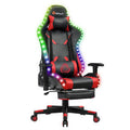 Red RGB LED Gaming Chair with Massage Lumbar Support M3942