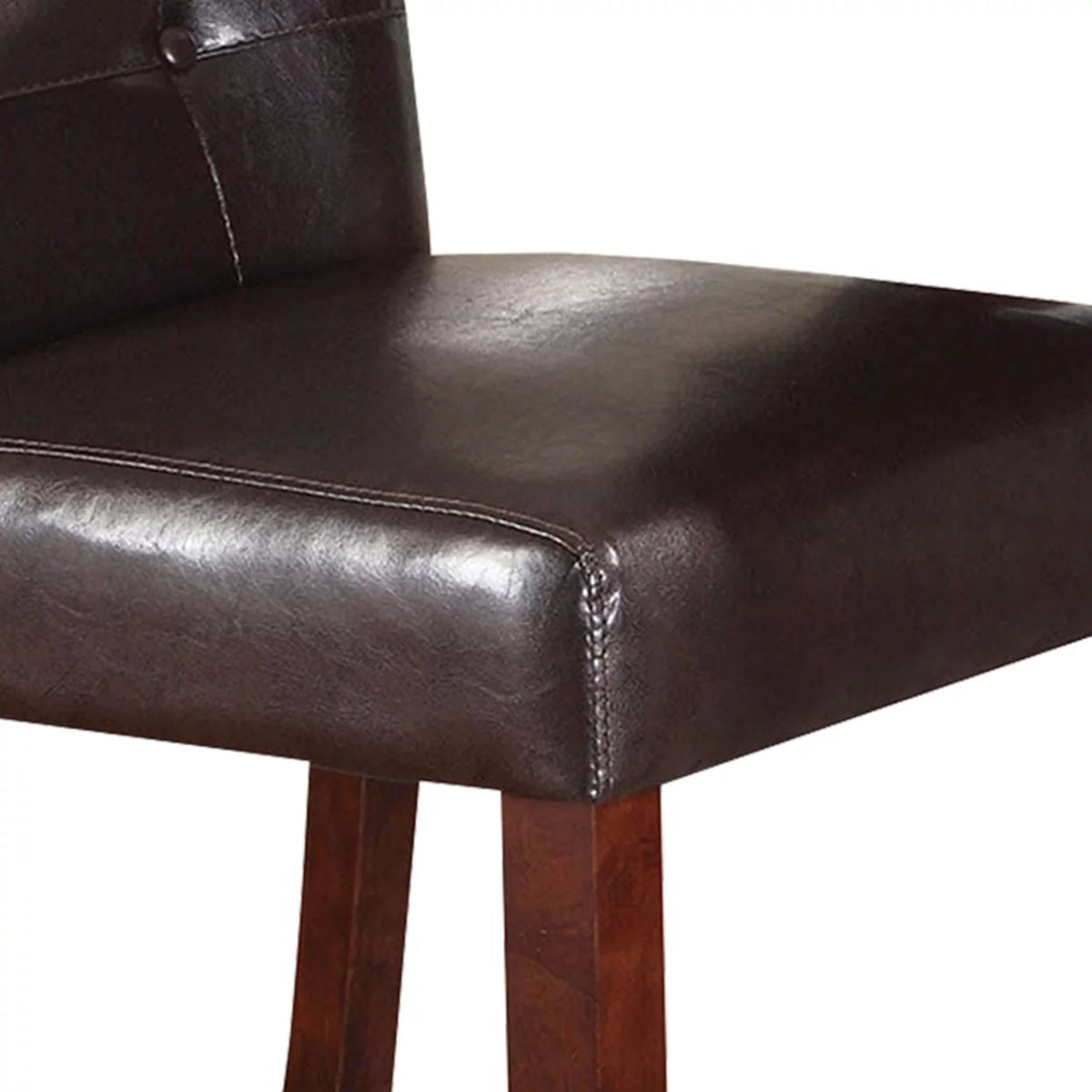 Brown Leather Upholstered Wooden Counter Height Chair Set Of 2 X81470