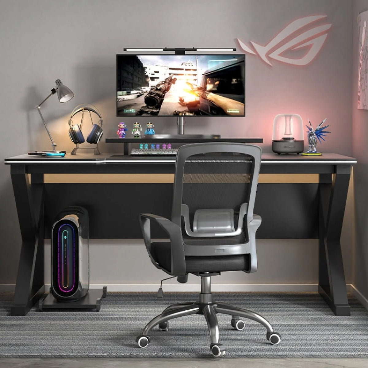 Black Ergonomic Gaming Desk and Chair Set O322