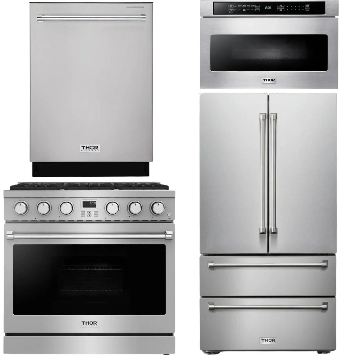 36 Gas Range, Refrigerator, Dishwasher and Microwave B1096