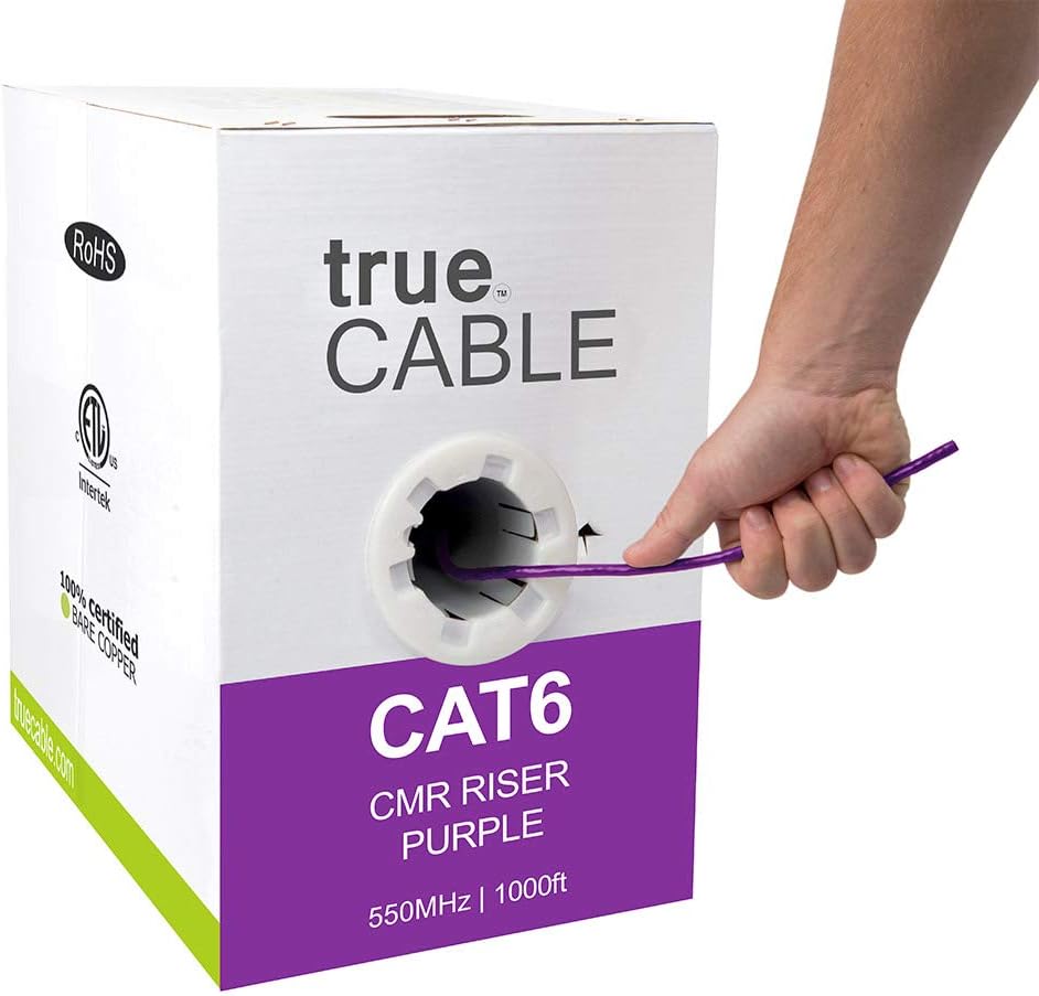 1000ft Black 23AWG 4 Pair Solid Bare Copper Bulk Ethernet Cable L661614