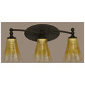 Three Light Bath Bar Dark Granite Finish with Gold Champagne Crystal Glass R89794