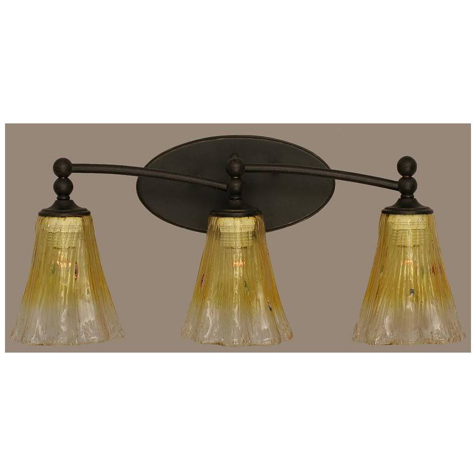Three Light Bath Bar Dark Granite Finish with Gold Champagne Crystal Glass R89794