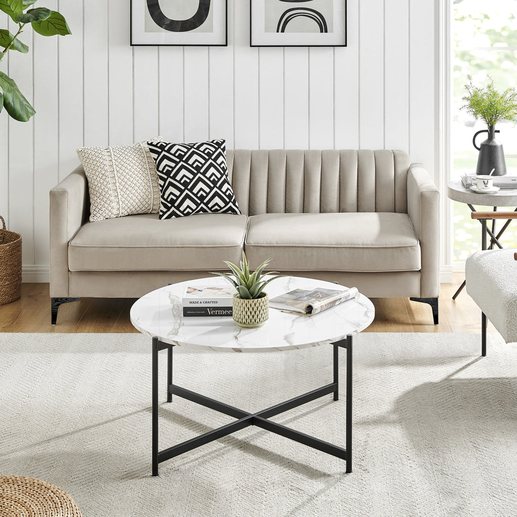 Round Marble Finish Coffee Table G306
