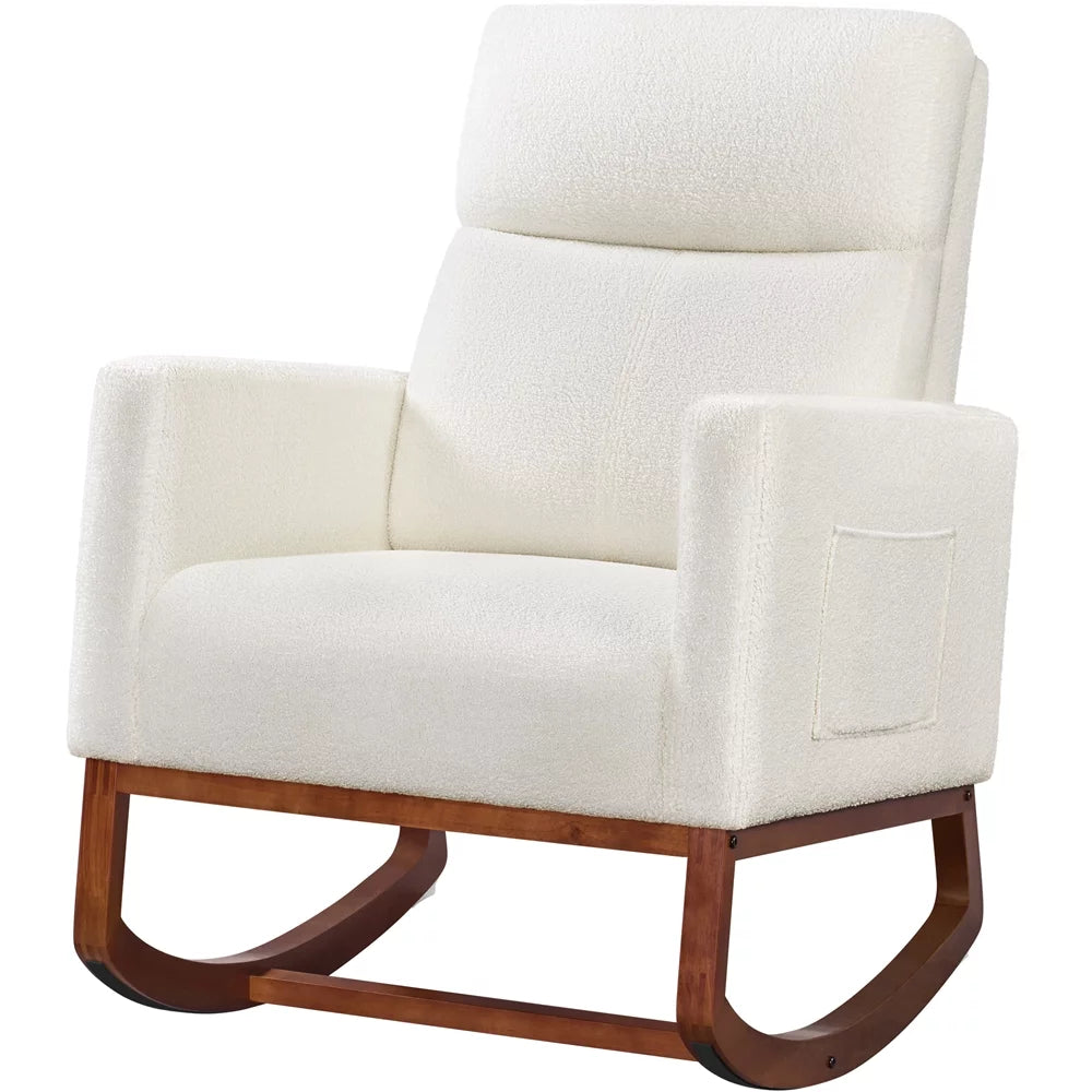 Beige Upholstered Rocking Accent Chair F433
