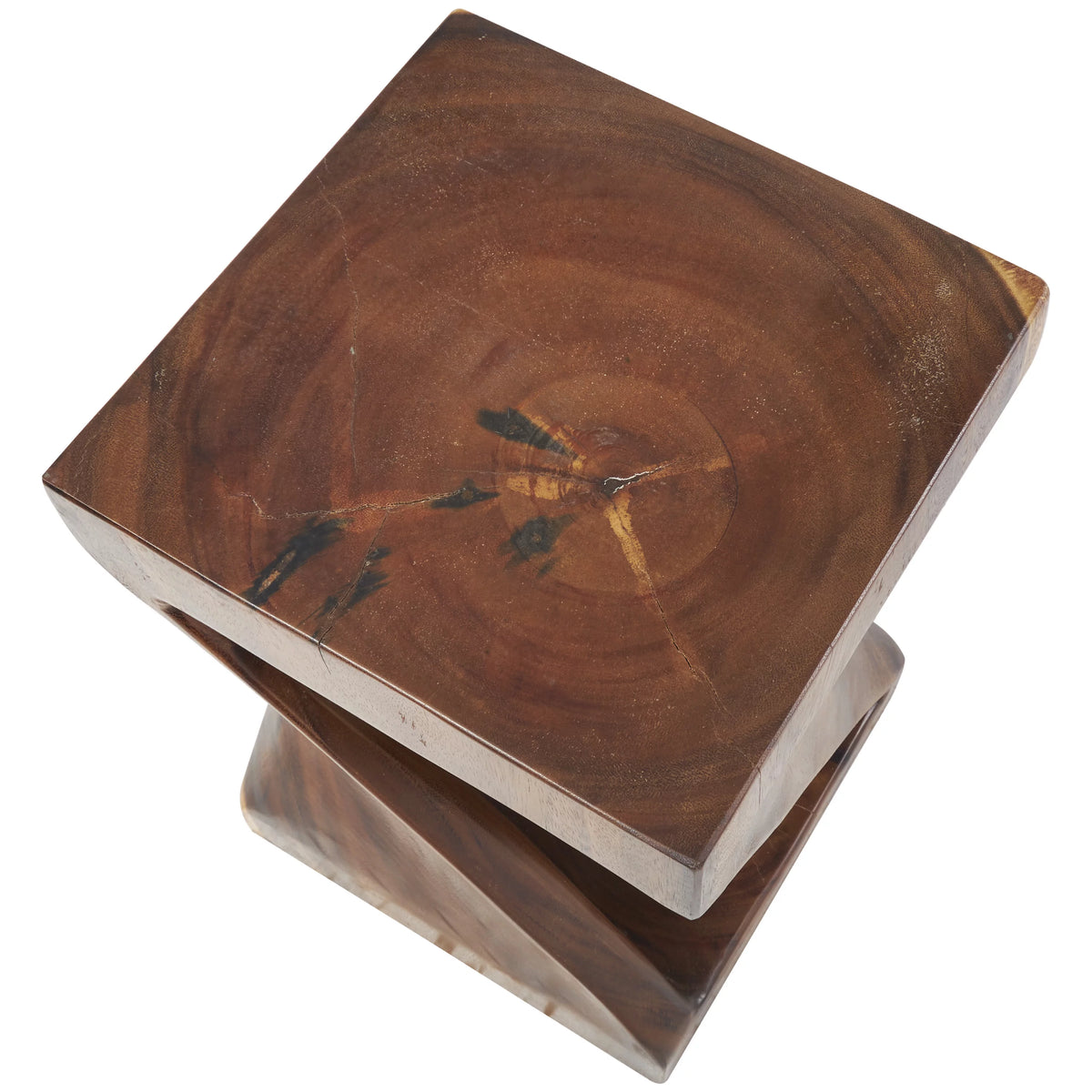 12" x 18" Brown Suar Wood Handmade Accent Table N460068