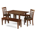 5 Piece Mahogany Rectangular Dinette Set with Leather Seat F8884