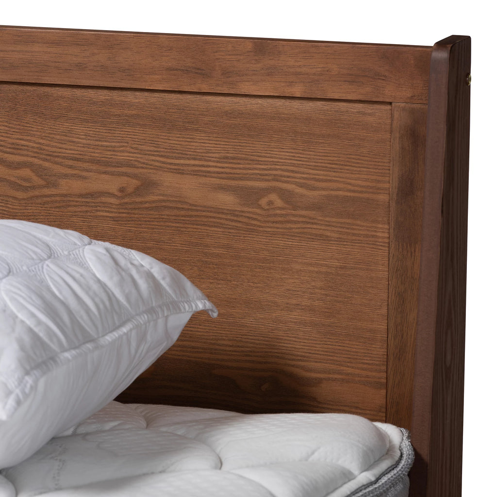 King Size Ash Walnut Finished Wood Platform Bed Q5080