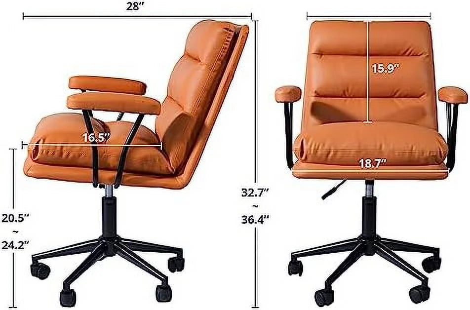 Orange PU Leather Upholstered Desk Chair with Armrests Z662260