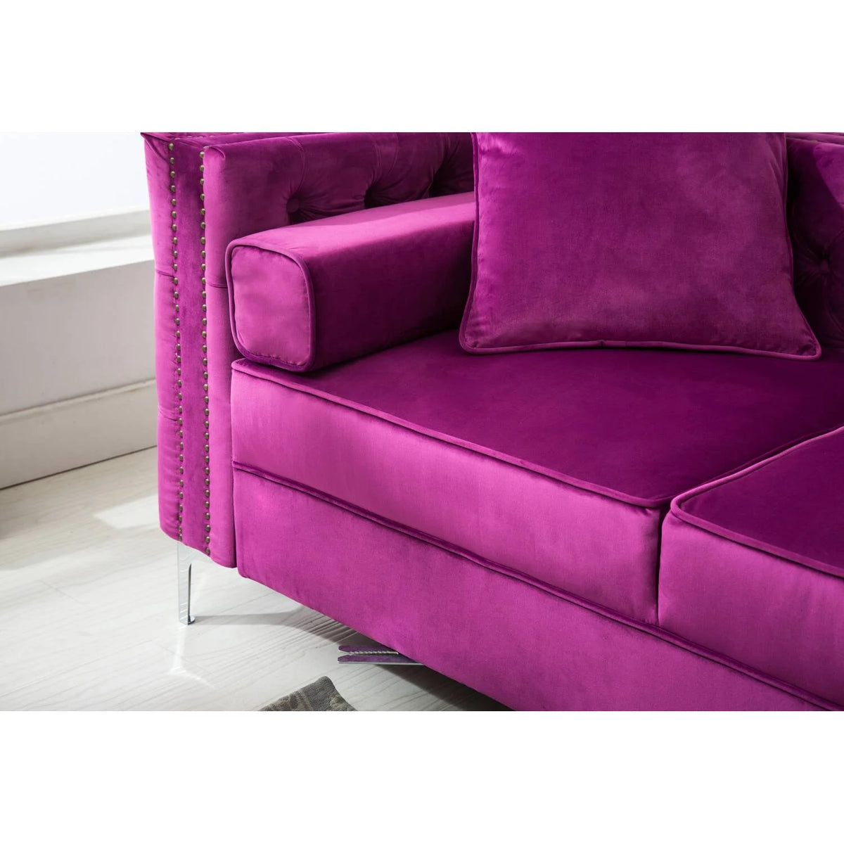 Green Velvet Convertible Sleeper Sectional Sofa K581733
