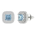 White Gold Halo Stud Earrings with Screw Back D990826