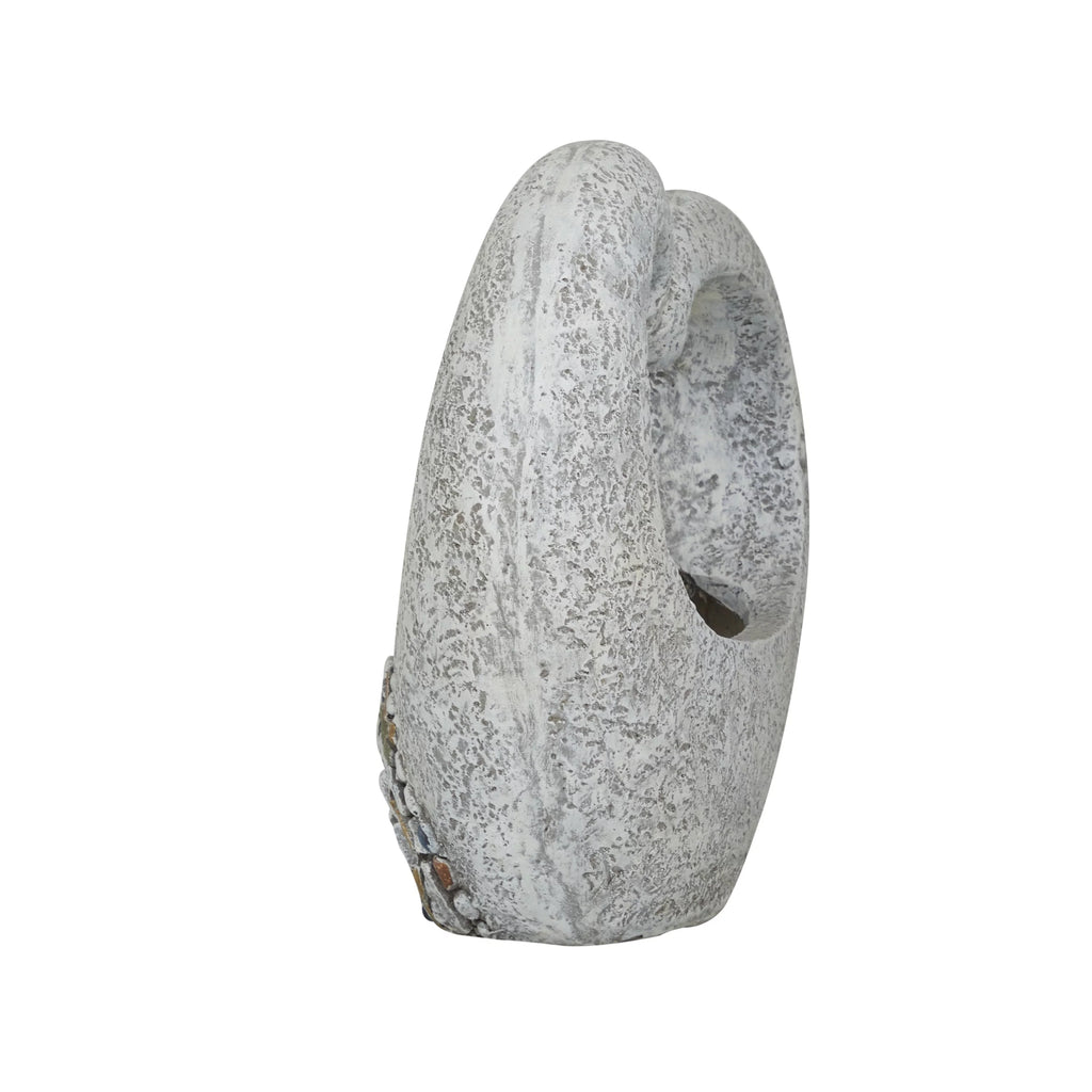 Gray Fiberglass Planter with Stone Mosaic Design P228