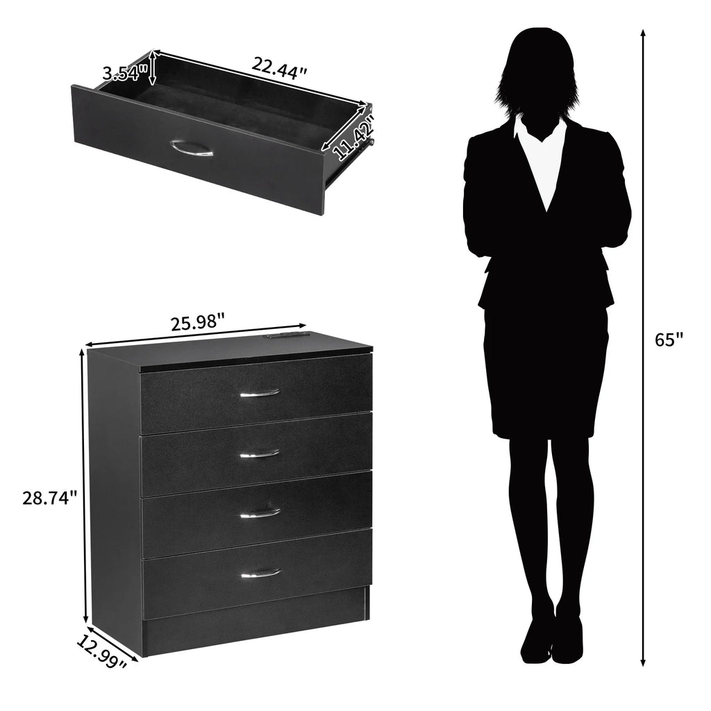 Black 4 Drawer Dresser with Power Outlets A452