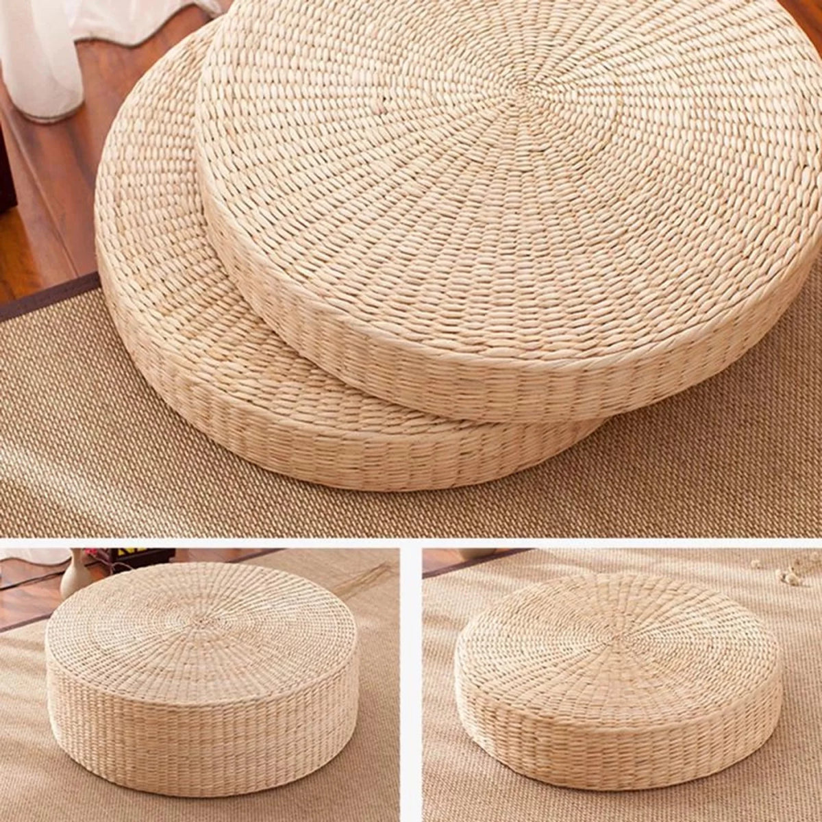 Handcrafted Knitted Straw Flat Seat Cushion 40x40cm P97495