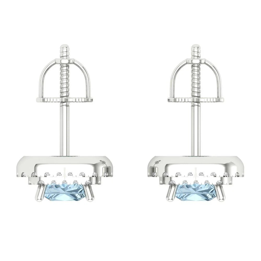 White Gold Halo Stud Earrings with Screw Back D990826