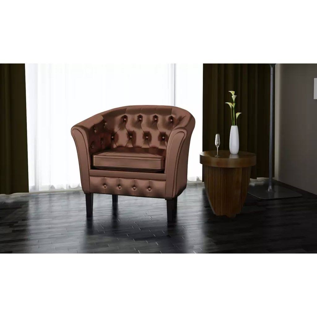 Brown Faux Leather Tub Chair S90378