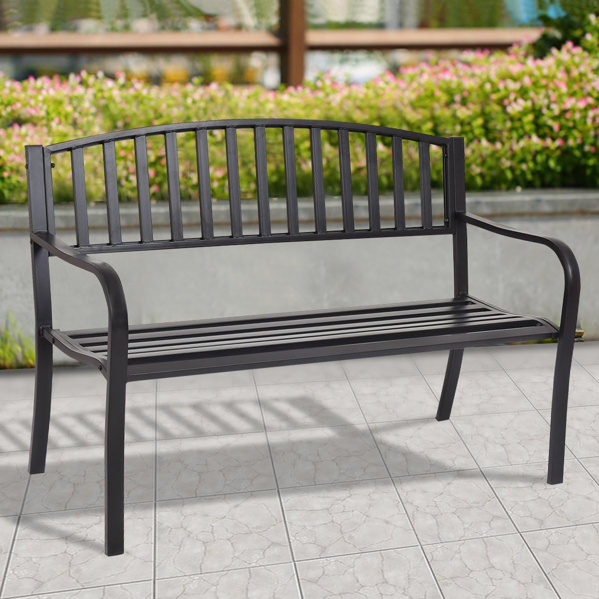 Black Cast Iron Patio Bench U1850