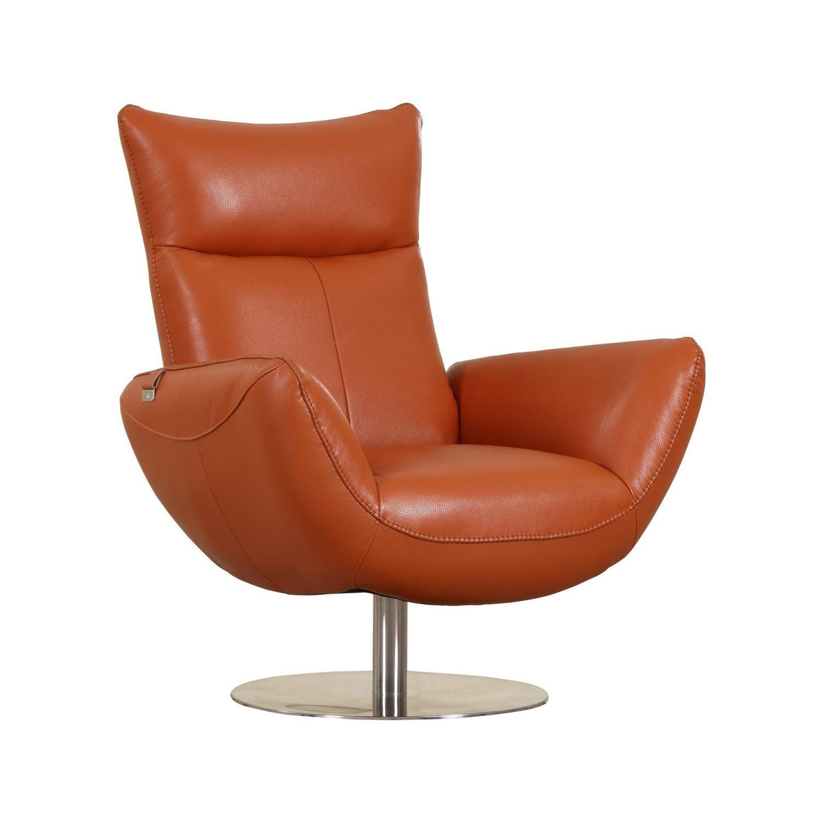Italian Top Grain Leather Swivel Lounge Chair D9790