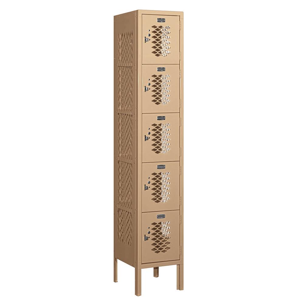 12x22 Wide Five Tier Box Style Vented Metal Locker - Tan V699