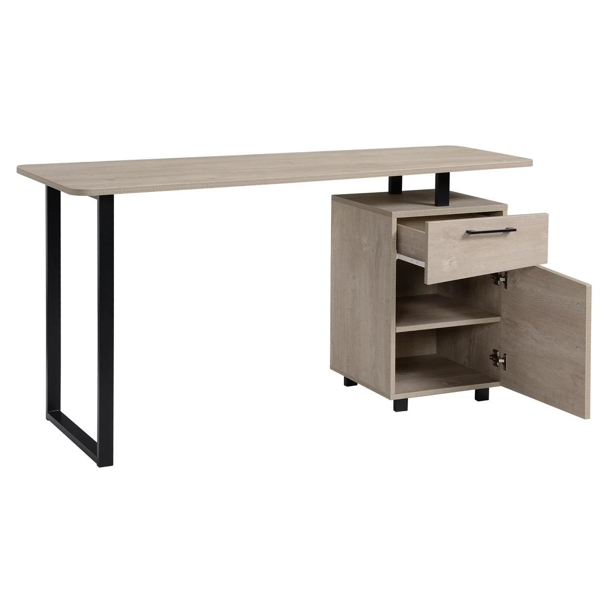 Oak Computer Desk with Drawer and Storage Cabinet T623941