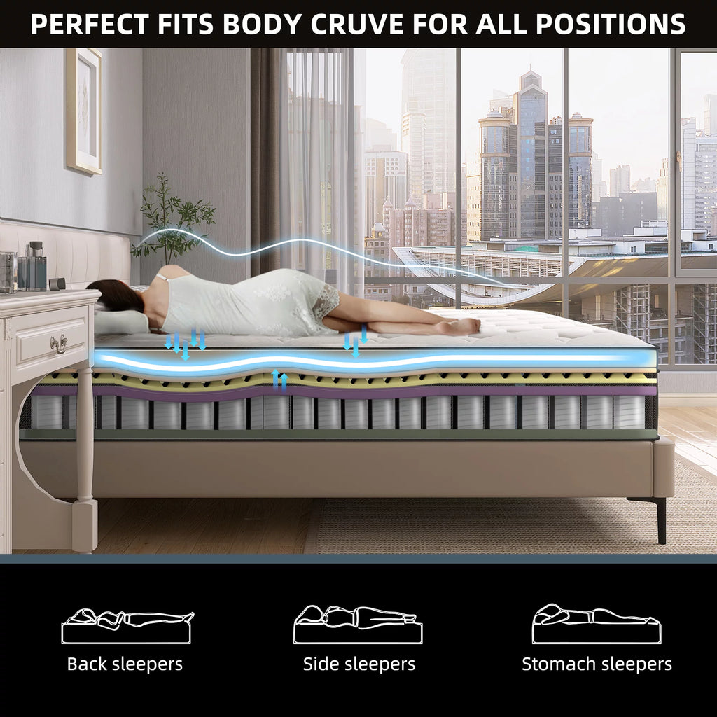 Queen Hybrid Mattress with Gel Memory Foam I193