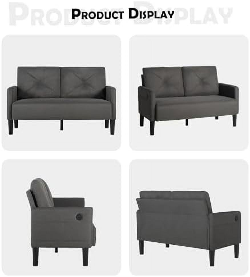 Lig Tufted 2 Seater Sofa Couch with Charger Port & Pocket M1797