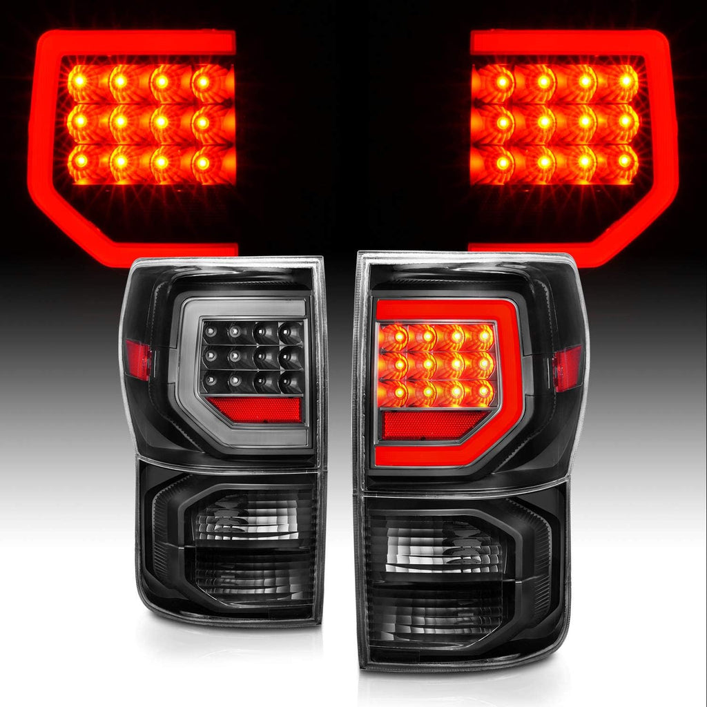 2007-2013 Toyota Tundra Pickup Crystal Black LED Taillights Pair M8717