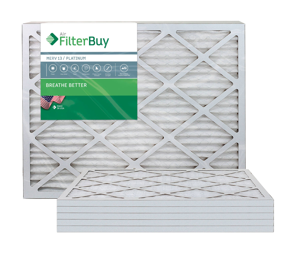MERV 13 18x30x1 Pleated AC Furnace Air Filter, Pack of 6 N273887