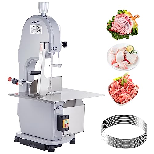 1500W Stainless Steel Countertop Meat Bandsaw with 6 Blades J50099