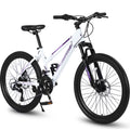 24 inch Kids Mountain Bike with Disc Brakes & 21 Speed White Z599