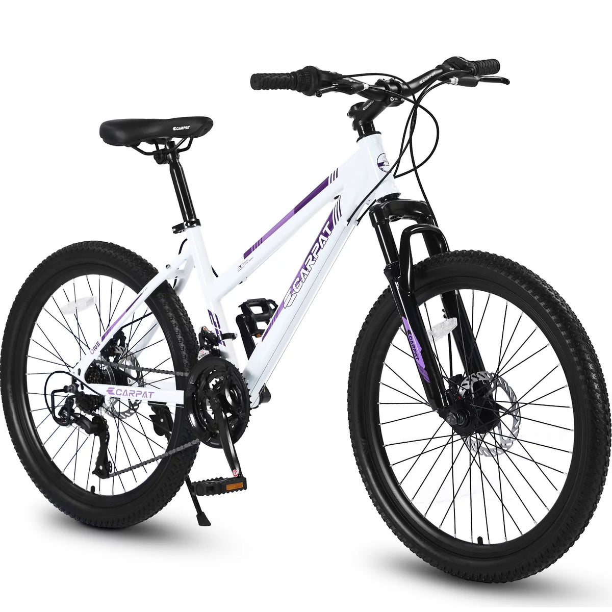 24 inch Kids Mountain Bike with Disc Brakes & 21 Speed White Z599