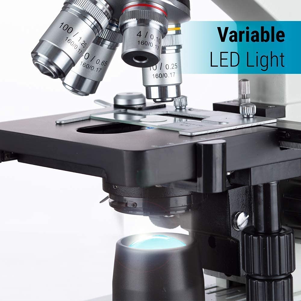 40X-2000X LED Binocular Compound Lab Microscope with Double Layer Mechanical Stage P86509